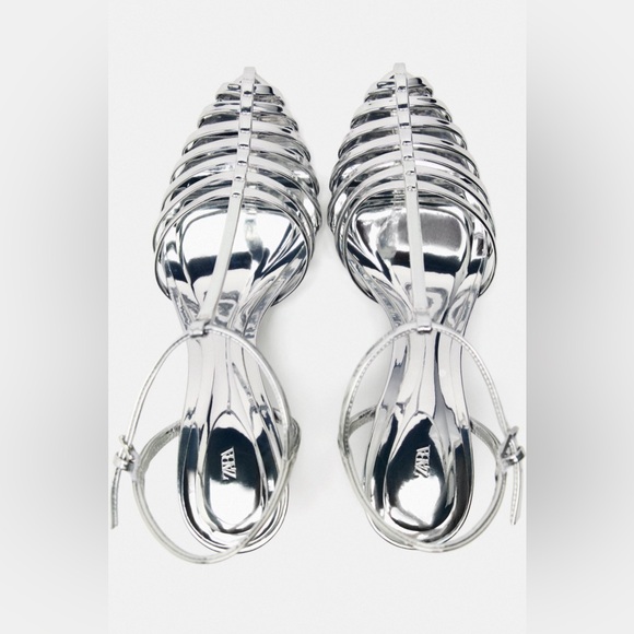 🔥🔥Zara Metallic Strappy Heels - Picture 1 of 13